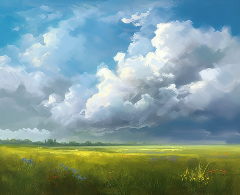 宁静的田野上一片绿草地风景背景,插画/手绘图,插画/手绘图库,插画/手绘图下载,插画/手绘